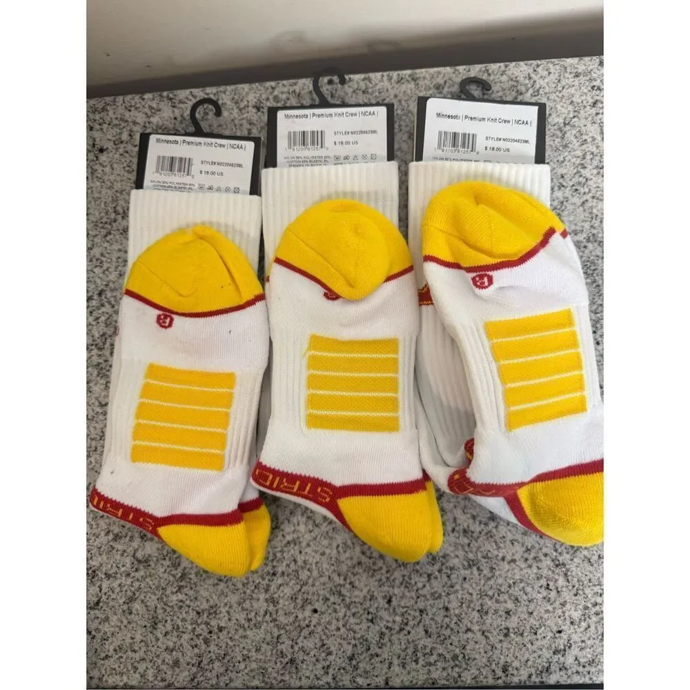 3 Strideline  Minnesota |Premium Knit Crew |Socks NCAA | STYLE# N02204623ML M/L
